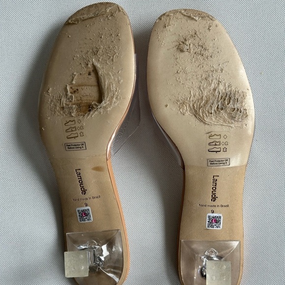 Larroude Vivi Lucite Mule In Tan Leather and Vinyl - Picture 11 of 11